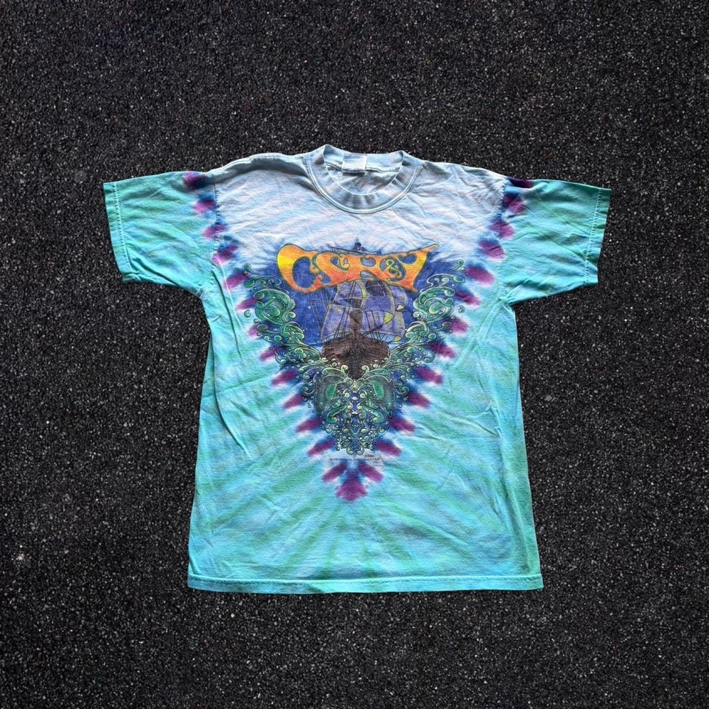 Crosby Stills & Nash 2003 Tour T-Shirt Gildan Tie Dye Blue Green Mens Large